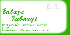 balazs kubanyi business card